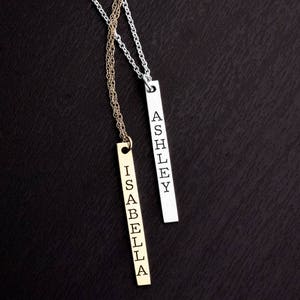 Personalized Vertical Name Necklace Pendant, Custom Necklace, Gold Necklace, Silver Necklace, Mother&#39;s Day Gift, Gift for Wife