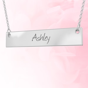 Personalized Wide Classic Name Bar Pendant Minimalist Necklace for Women, Gold/Silver Necklace, Mother&#39;s Day Gift, Gift for Wife