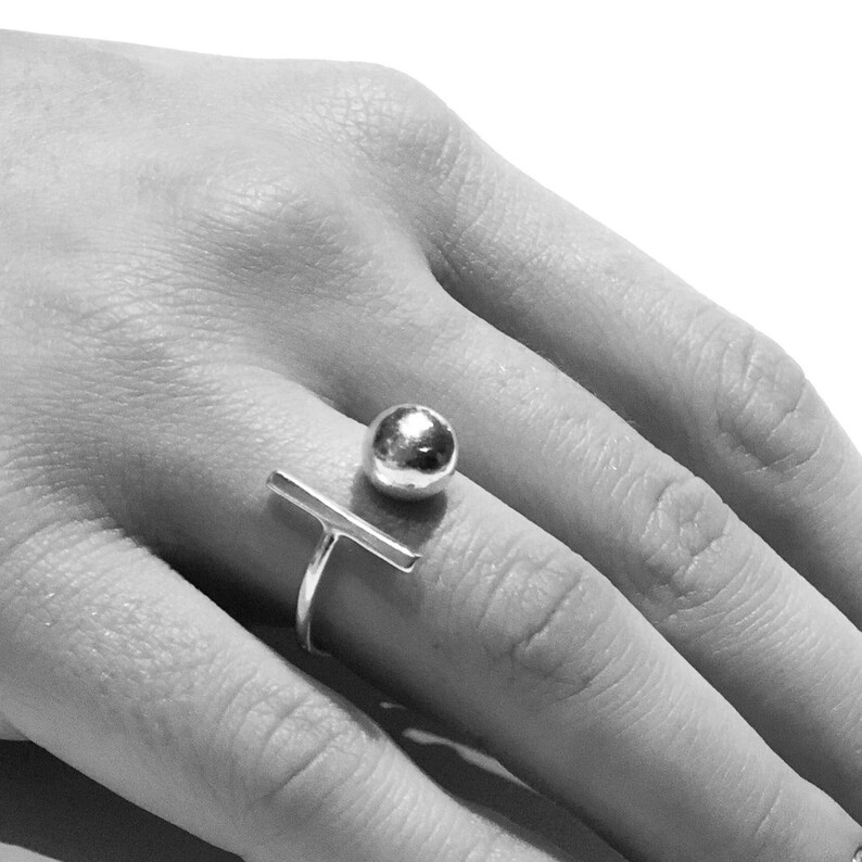 Open Geometric Ring Sterling Silver Adjustable Ring Etsy Canada