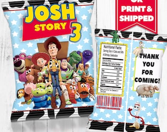 Toy Story Favor Chip Bags  - Custom Favor Bags - Toy Story Birthday - Toy Story Party - Cowboy - Digital - Printable - Printed - Chip Bag