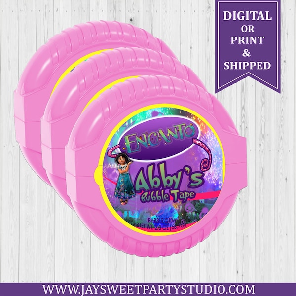 Encanto Bubblegum Tape - Encanto Sticker Labels - Encanto Birthday - Encanto Party - Purple - Stickers - Printed - Bubblegum
