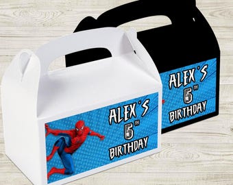 Spiderman Favor Box - Gable Box - Spiderman Party - Spiderman Birthday - Superhero - Spiderman Favor - Spiderman Theme - Spiderman Gable Box