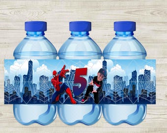 Spiderman Bottle Labels - Drink Labels - Spiderman Party - Spiderman Birthday - Spiderman Favors - Water Label - Spiderman Theme - Superhero