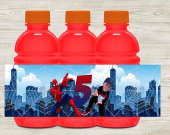 Spiderman Bottle Labels - Drink Labels - Spiderman Party - Spiderman Birthday - Spiderman Favors - Water Label - Spiderman Theme - Superhero