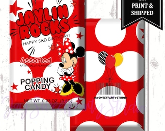 Minnie Mouse Candy - Minnie Mouse Pop Rocks Candy - Minnie Mouse Party - Minnie Mouse Birthday - Minnie Mouse - Pop Rocks Candy Wrapper