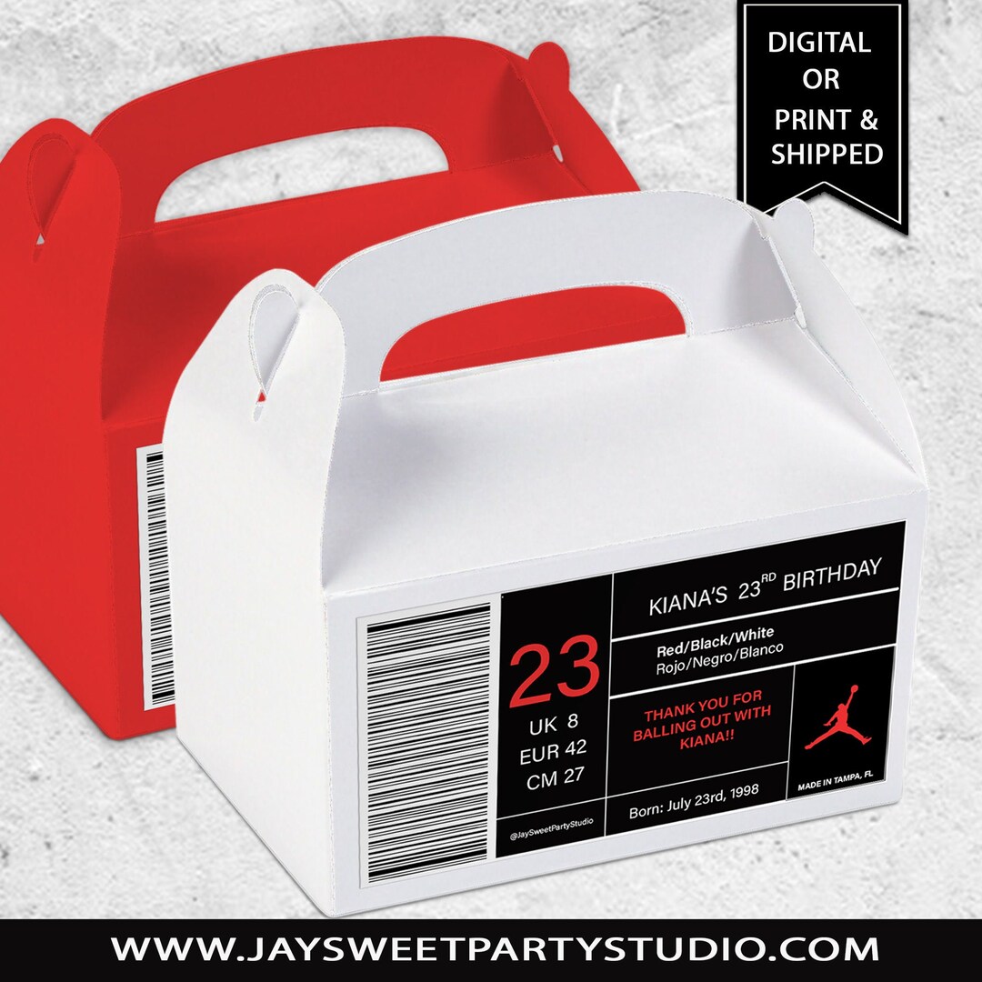 Air Jordan Favor Bags Gable Box Jordan Birthday Jordan Party Air Jordan