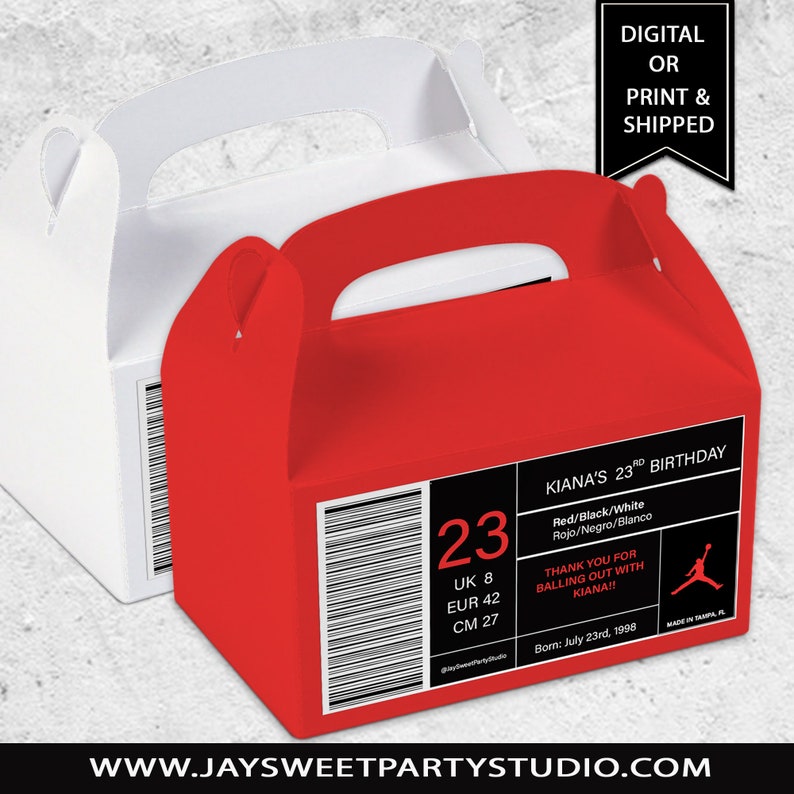Air Jordan Favor Bags Gable Box Jordan Birthday Jordan Etsy