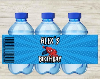 Spiderman Bottle Labels - Drink Labels - Spiderman Party - Spiderman Birthday - Spiderman Favors - Water Label - Spiderman Theme - Superhero