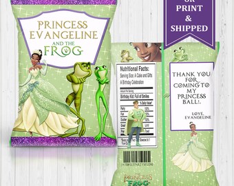 Princess Tiana Chip Bags  - Custom Favor Bags - Princess & Frog Birthday Party - Princess - Digital - Printable - Printed - Chip Bag