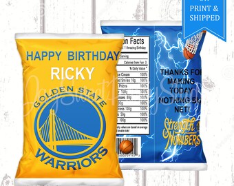 Golden State Chip Bags - Favor Bags - Custom Chip Bag - GSW Birthday - Basketball Party - Digital - Printable - Printed - Shipped - Chip Bag