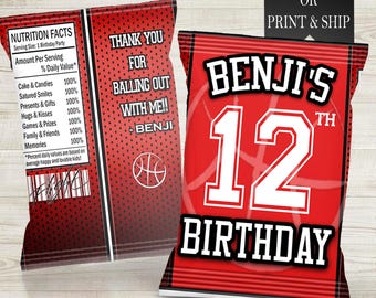 Jordan Inspired Chip Bags  - Custom Favor Bags - Jordan Birthday Party - Basketball - Chip Bag