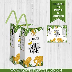 Wild One Juice Box Labels - Wild One Party - Wild One Birthday - First Birthday - Wild One - Digital -  Printed - Juice Labels