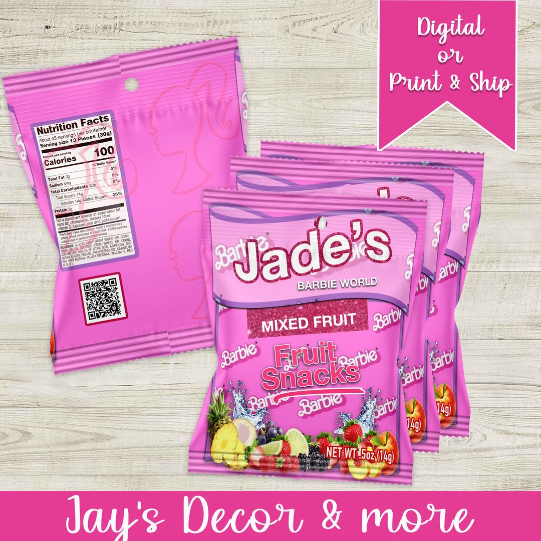Barbie Fruit Snacks Favors Fruit Snacks Barbie Party - Etsy