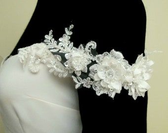 Detachable Off Shoulder Sleeves Wedding Straps Detachable Beaded Sleeves Bridal Strap Off the Shoulder Strap Shoulder Jewelry Ivory Applique