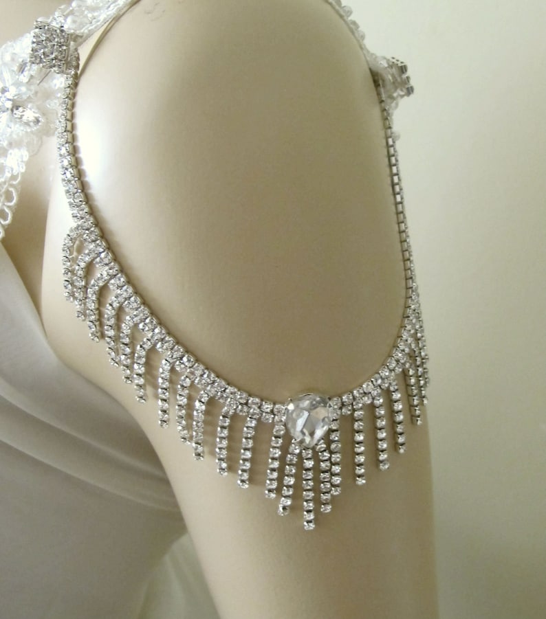 Bridal Shoulder Necklace Wedding Shoulder Jewelry Detachable Wedding Dress Straps Crystal Straps Bridal Epaulettes