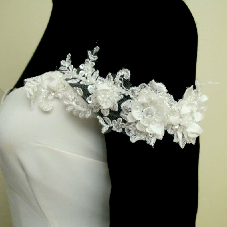 Detachable Off Shoulder Sleeves Wedding Straps Detachable Beaded Sleeves Bridal Strap Off the Shoulder Strap Floral Straps image 1