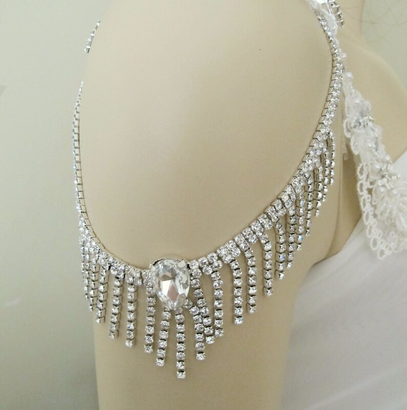 Bridal Shoulder Necklace Wedding Shoulder Jewelry Detachable Wedding Dress Straps Crystal Straps Bridal Epaulettes