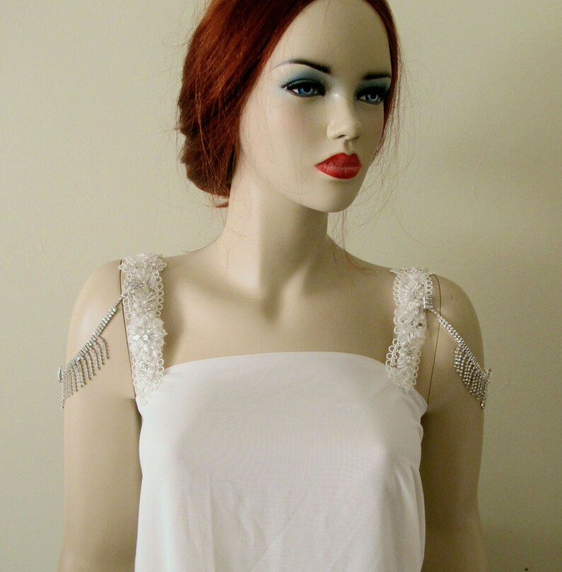 Bridal Shoulder Necklace Wedding Shoulder Jewelry Detachable Wedding Dress Straps Crystal Straps Bridal Epaulettes
