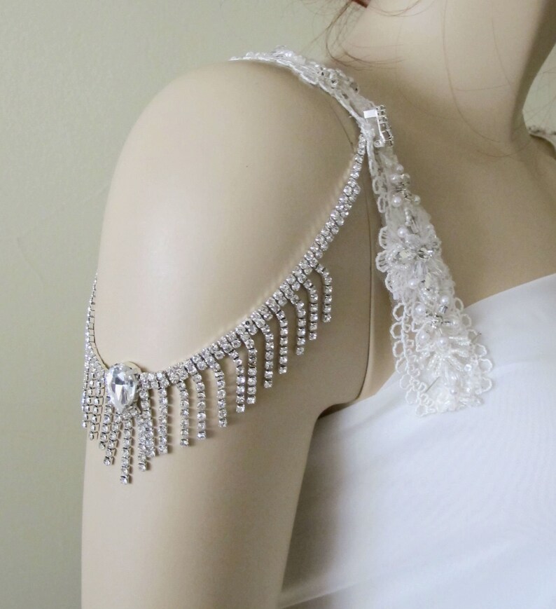 Bridal Shoulder Necklace Wedding Shoulder Jewelry Detachable Wedding Dress Straps Crystal Straps Bridal Epaulettes