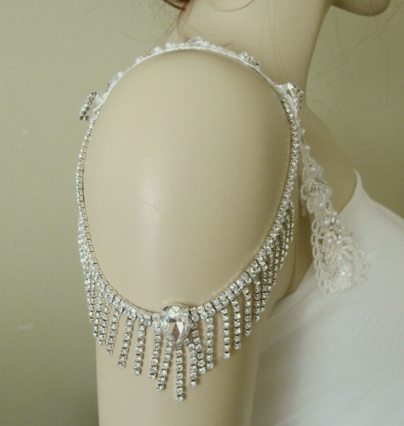 Bridal Shoulder Necklace Wedding Shoulder Jewelry Detachable Wedding Dress Straps Crystal Straps Bridal Epaulettes
