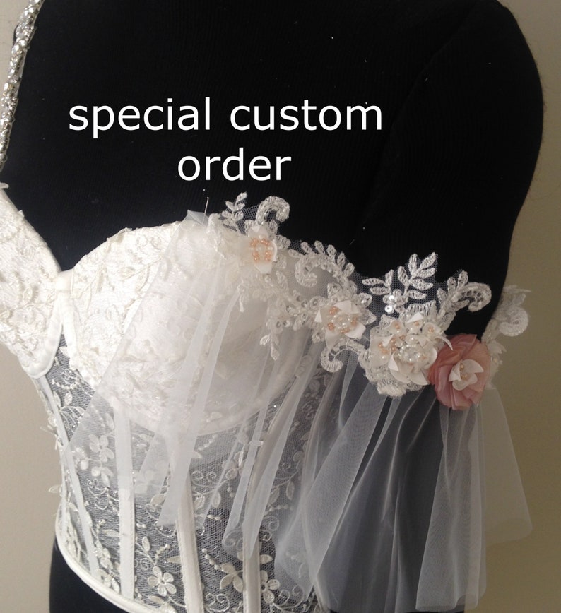 Detachable Off Shoulder Sleeves Wedding Straps Detachable Beaded Sleeves Bridal Strap Off the Shoulder Strap Floral Straps image 6