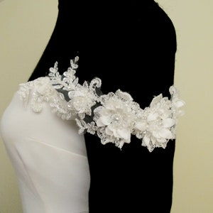 Detachable Off Shoulder Sleeves Wedding Straps Detachable Beaded Sleeves Bridal Strap Off the Shoulder Strap Floral Straps image 5