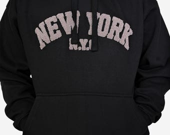 Pullover New York letter, unisex embroidery Hoodies long sleeve casual sweatshirt with pocket, winter wear fabric weight 280-300 GSM