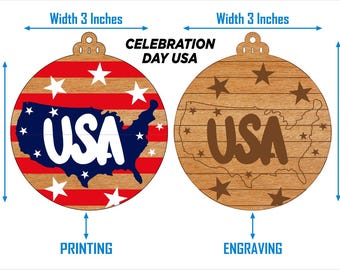 Plywood Ornaments, independence day USA, laser cutting and engraving services, bulk quantity, custom design