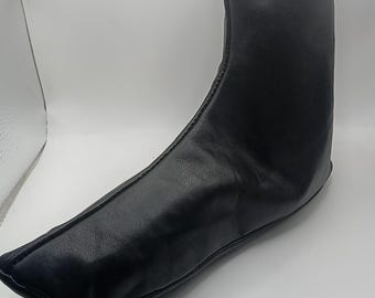 Black Halal original genuine leather soft slip-on, zipper sides panel Sunnah Masah Khuffain Khuff Socks for Men or Women, Muslim socks