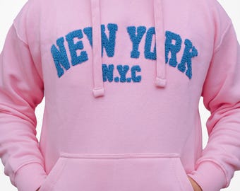Winter wear Pullover New York letter, embroidery Hoodies long sleeve casual sweatshirt with pocket fabric weight 280-300 GSM hoodie