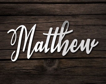 Font 3 | ASH 12&quot; to 24&quot;W - Custom Name Backdrop - Laser cut acrylic words, Raw Steel, names, and phrases up to 48&quot; wide.