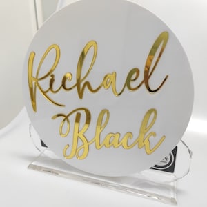 Round Acrylic Name Sign, 12&quot; to 24&quot; - Custom Circle 3D Modern, Personalized Name Sign, Business sign, Salon Plaque, Spa Signage
