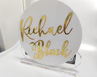 Round Acrylic Name Sign, 12" to 24" - Custom Circle 3D Modern, Personalized Name Sign, Business sign, Salon Plaque, Spa Signage