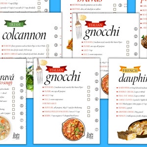 10 tarjetas de recetas de patatas conceptos básicos paso a paso regalo de coleccionista para cocineros ilustrados amante de las patatas de diseño limpio