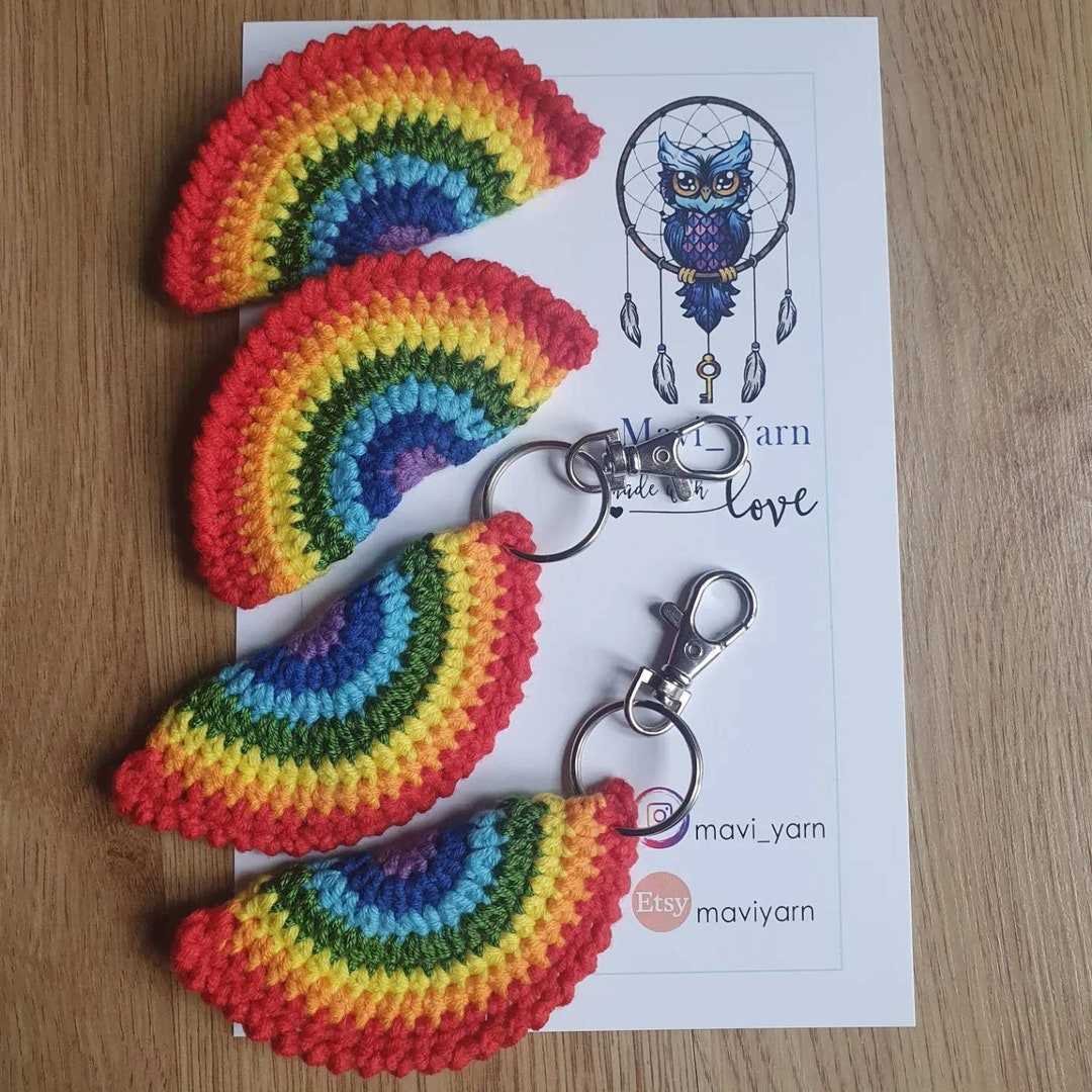 Crochet Rainbow Brooch / Keyring, Handmade Rainbow Brooch, Crochet