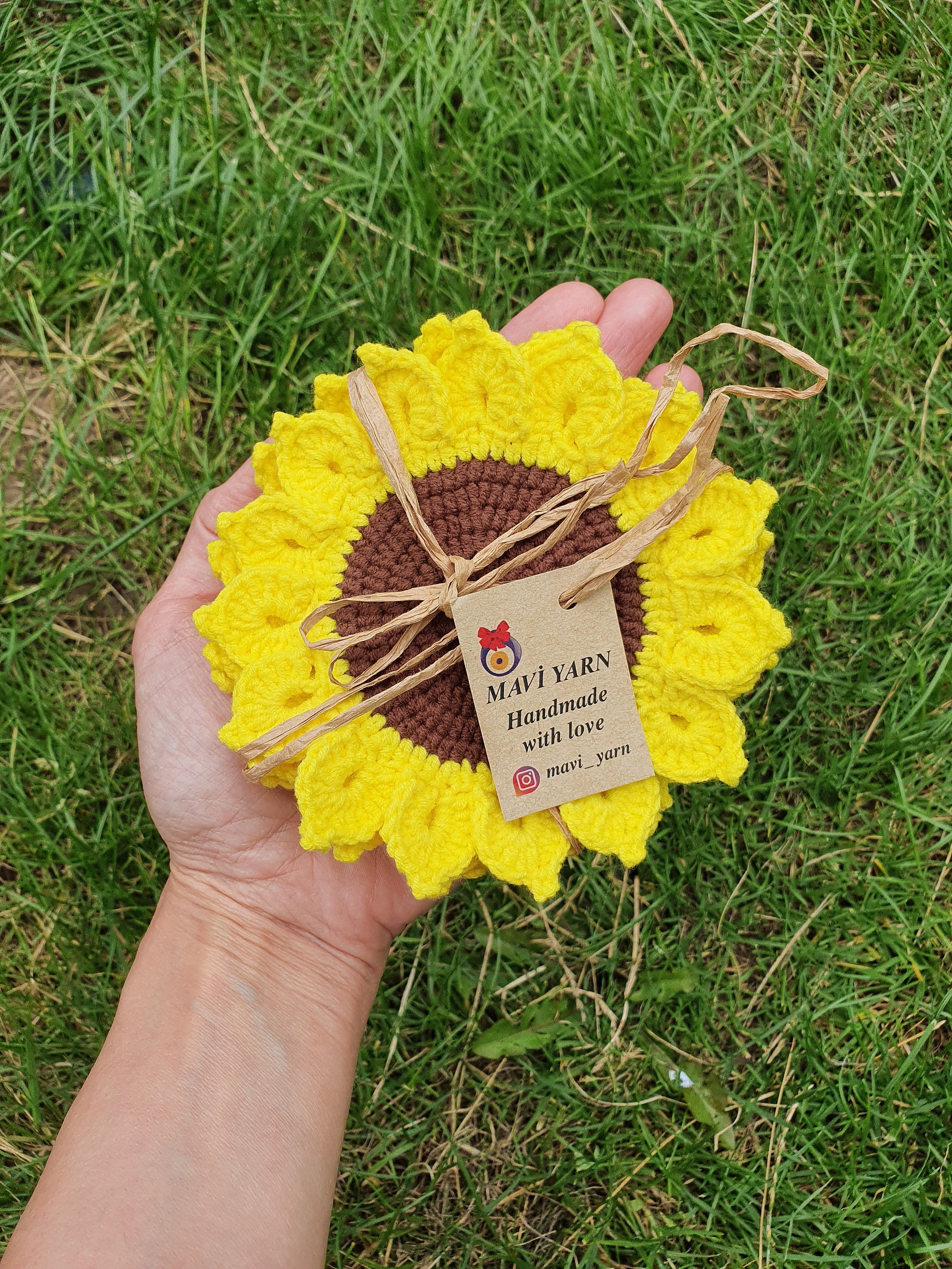 Sunflower Crochet Coasters UK Coasters Sunflower Handmade Etsy UK
