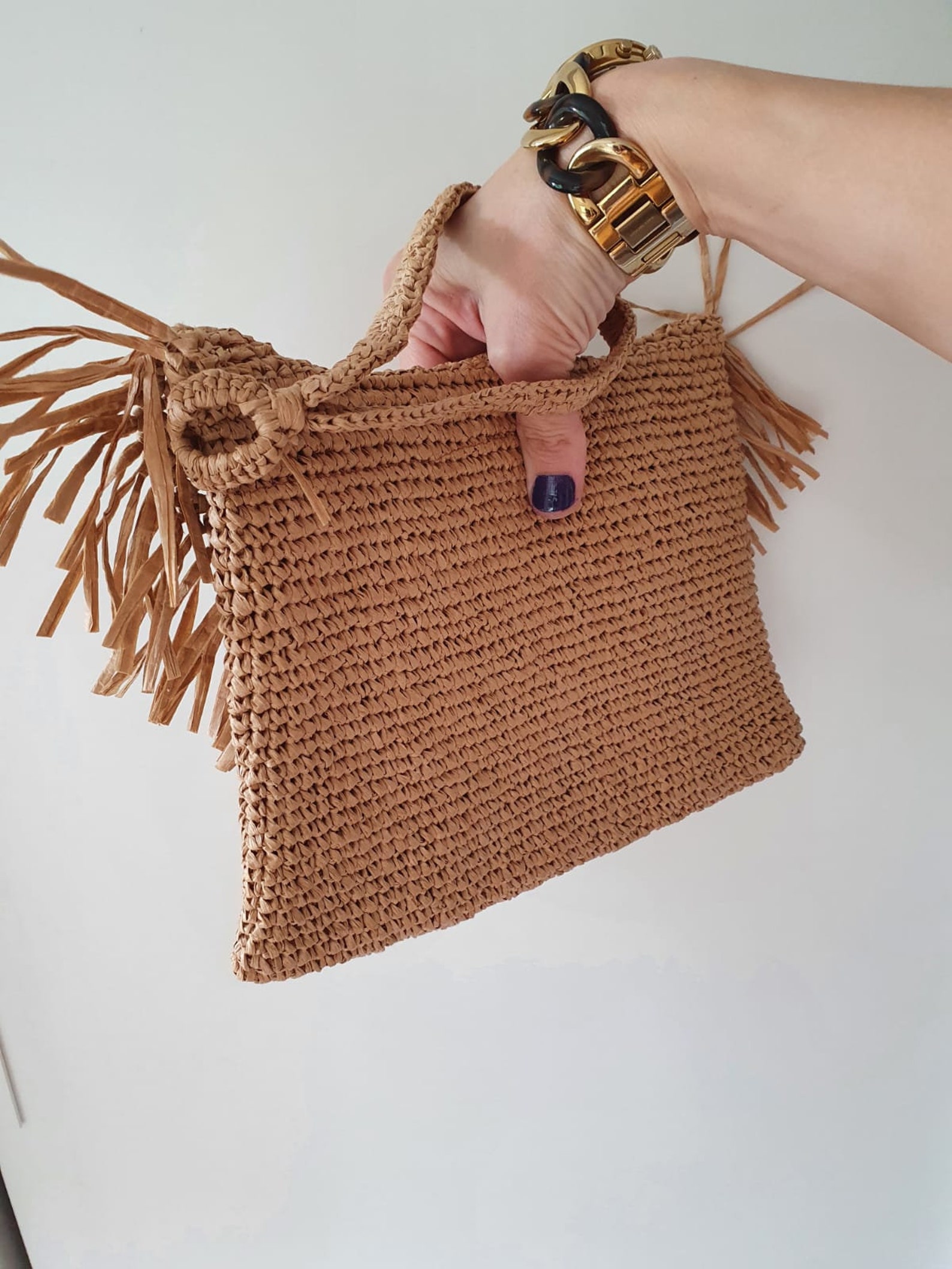Crochet Raffia Clutch Bag Uk Bag Etsy