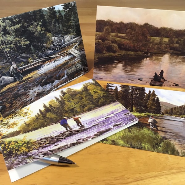 16 Fly Fishing Note Cards - 4 Each of 4 Images