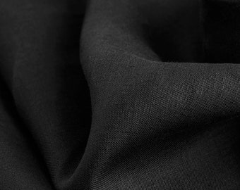 Black Linen Solid/ Sold By the Half Yard / Woven Apparel Fabric