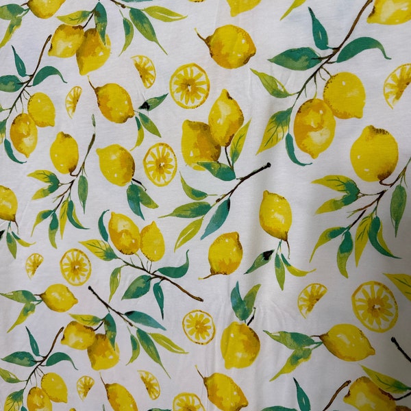 Lemon Cotton Jersey / Sold By The Half Yard / 100% Cotton