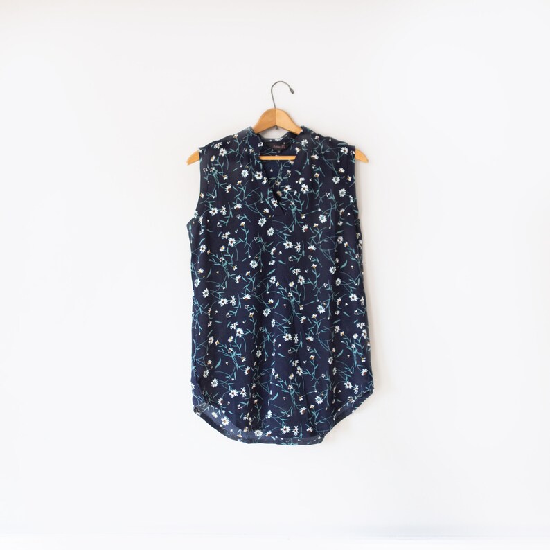 Vintage Sheer Floral Sleeveless Top Women/'s Size Medium