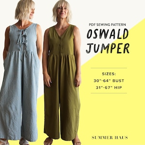 Patrón de costura en PDF del mono Oswald // Mono sin mangas // Tallas inclusivas // Para principiantes con espíritu aventurero // Mono de una pieza