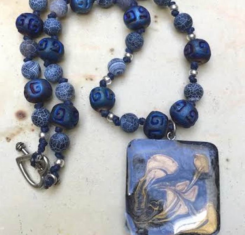 Blue Abstract Pendant Necklace