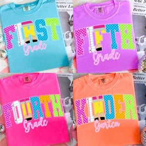 Bundle Back to School Girls PNG Checkered , Retro Kindergarten Kid Design, First Day Shirt PNG, Pre-K to Fourth Grade PNG, School Girl Shirt