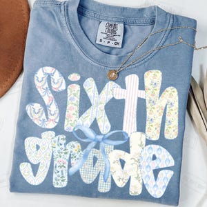 Sixth Grade Teacher PNG Shirt, 6th Grade T-Shirt PNG, Teacher Appreciation Shirt, Shirt for Sixth Grade Teachers, Coquette Bow Design PNG