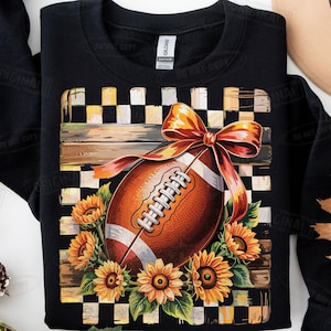Boho Floral Football PNG: Fall Checkerboard, Game Day Design (Digital Download)