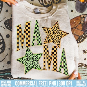 Neon Mama PNG: Leopard Star Design, Summer Mom Shirt (Digital Download)