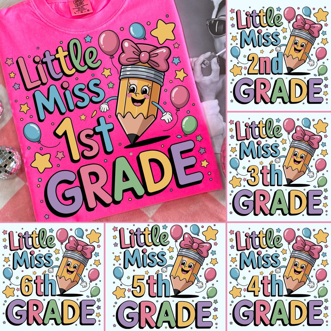 Little Miss Grade School PNG Bundle: Back to School T-shirt Design ...