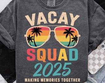 Vacay Squad 2025 PNG Design T-shirt | Summer Vacation Matching Shirt | Family Friends Trip Graphic | Tropical Palm Beach | Digital Download