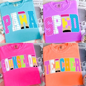 Retro School Occupation PNG Bundle, Back to School Teacher Sped Para Counselor, Preppy First Day of School Checkered Girly PNG, Hand Drawn